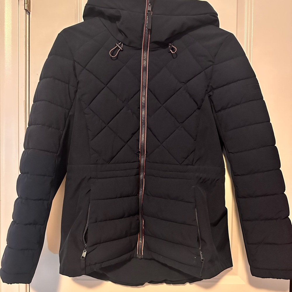 Tommy Hilfiger Women's Black Puffer Jacket Navy Blue Small